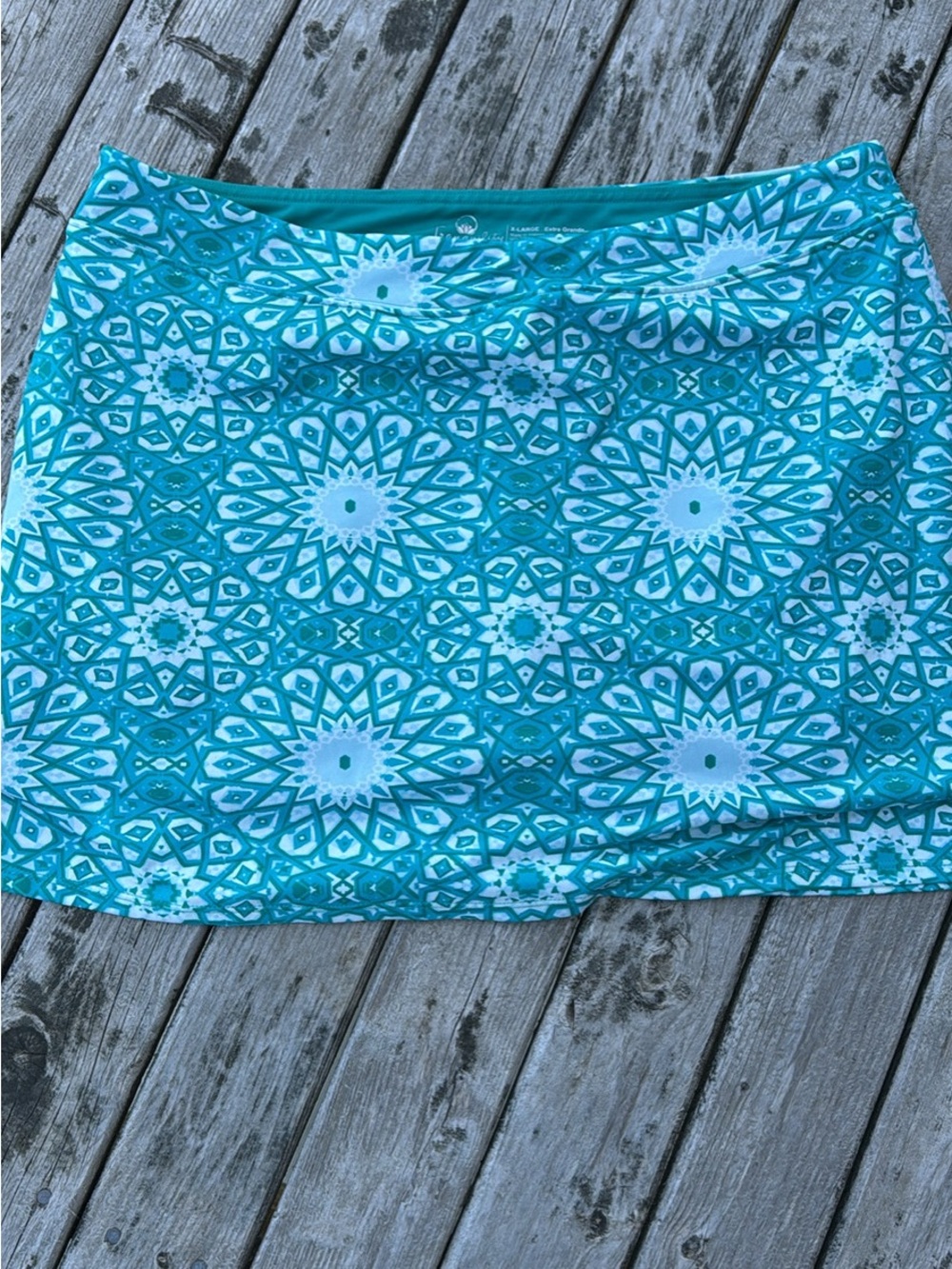 Teal & Aqua Geometric Floral Skort